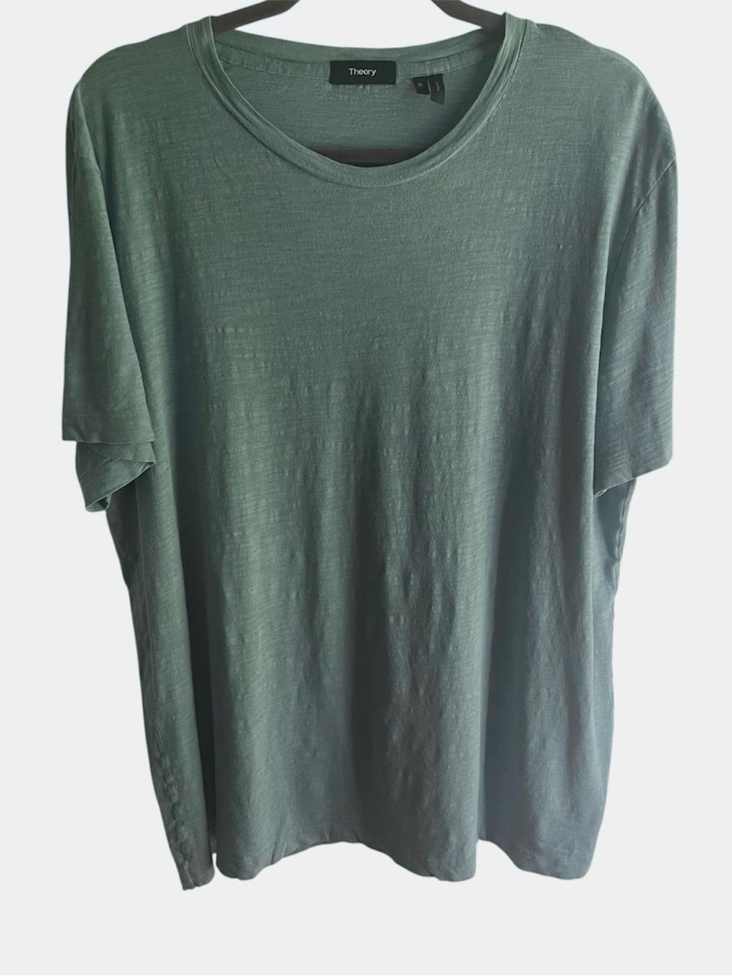 Theory Luxe Slub Crewneck Short Sleeve Tee Teal Xl